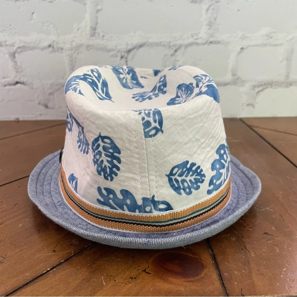 Fore!! Axel & Hudson White and Blue Leaf Fedora Hat S/M